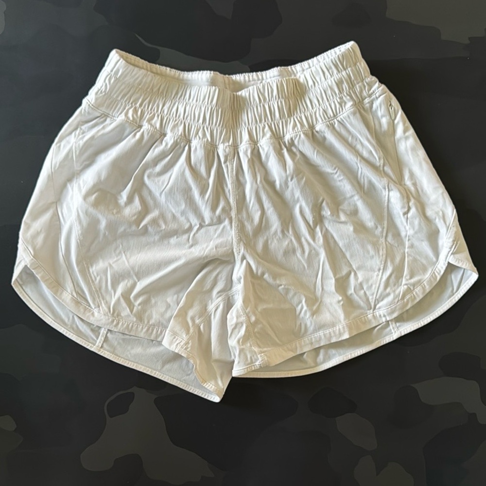 Lululemon Track That Mid-Rise White 5” Lined shorts